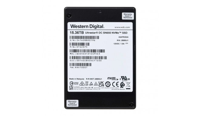 SSD Western Digital Ultrastar DC SN650 15.36TB U.3 NVMe PCIe 4.0 WUS5EA1A1ESP5E3 (1 DWPD) ISE