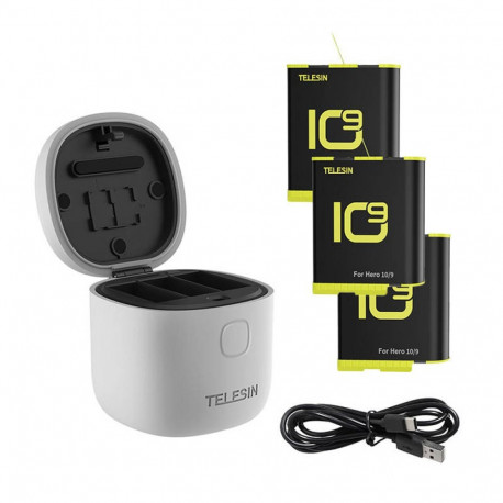 3-slot waterproof charger Telesin Allin box for GoPro Hero 9 / Hero 10 / Hero 11 / Hero 12 + 3 batte
