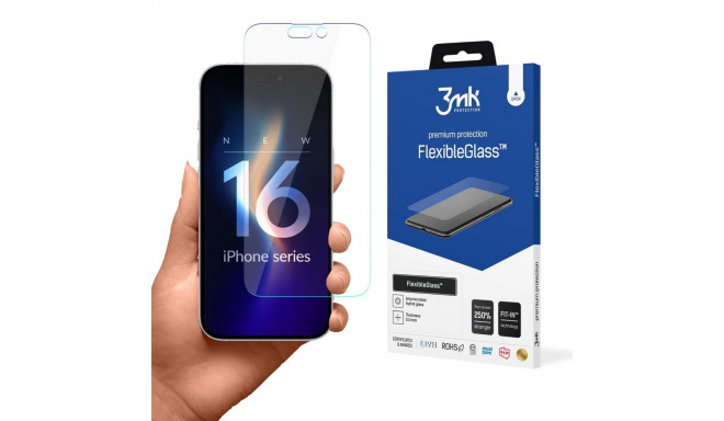 Tempered glass 3mk FlexibleGlass for iPhone 16 Pro Max