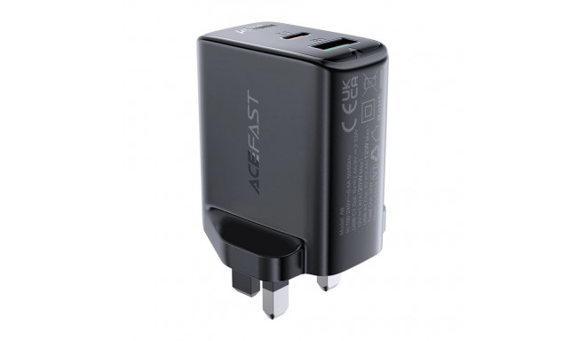 Acefast wall charger (UK plug) USB Type C / USB 32W, PPS, PD, QC 3.0, AFC, FCP black (A8 black)