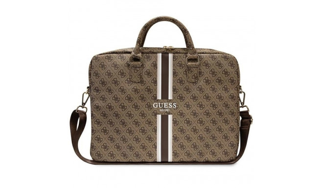 Guess 4G Printed Stripes bag for a 16" laptop - brown