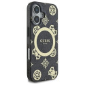 Guess IML Peony On 4G Background MagSafe case for iPhone 16 - black