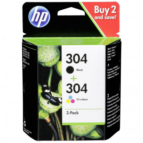 HP 304 dwupak czarny + kolor Instant Ink
