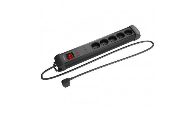 Lanberg SP1 surge protector power strip 5 sockets 1.5m black (SP1-05E-0150-BK)