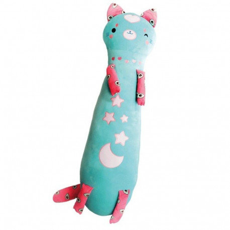 Mascot Momomi Glow in the dark cat dark turquoise 60 cm