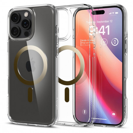 Kaitseümbris Ultra Hybrid (MagFit), Apple iPhone 16 Pro Max, läbipaistev kuldse MagSafe ringiga, Spi