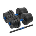 Adjustable bitumen dumbbells with connector 2x15kg REBEL ACTIVE