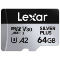 LEXAR MICROSDXC PROFESSIONAL SILVER PLUS UHS-I/U3/A2/4K R205/W100 (V30) 64GB