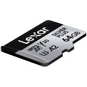 LEXAR MICROSDXC PROFESSIONAL SILVER PLUS UHS-I/U3/A2/4K R205/W100 (V30) 64GB