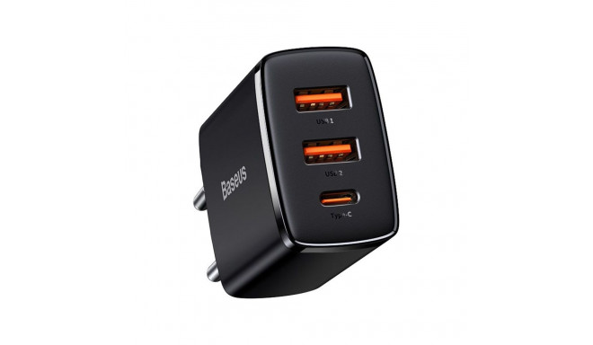 Baseus Compact Quick Charger  2xUSB  USB-C  PD  3A  30W Black