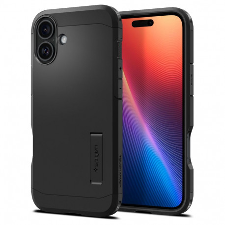 Kaitseümbris Tough Armor AI (MagFit), Apple iPhone 16, must, tugijalaga, MagSafe, Spigen