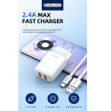 Jellico EU02 12W 2x USB 2.4A Plug Fast Adaptive Charger Universal for all Mobile Devices White