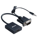 Akasa AK-CBHD23-20BK video cable adapter HDMI Type A (Standard) VGA (D-Sub) + 3.5mm + USB Type-A Bla