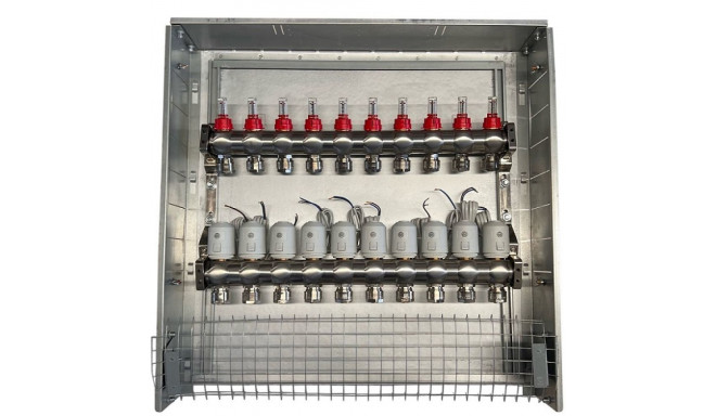 Heating Manifold 10 Loops with Thermal Actuators NC AC230V and Flow Meters