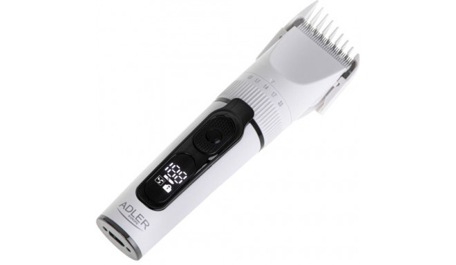 Adler  Hair Clipper with LCD Display  AD 2839  Cordless  Number of length steps 6  White/Black