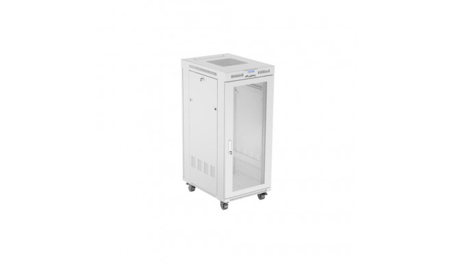 RACK CABINET 19" FREE-STANDING 27U/600X800 (FLAT PACK) WITH MESH DOOR LCD GREY LANBERG