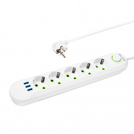 98-230# ps-530 5-pesaga 3xusb 3m valge 2x1mm pikendusjuhe