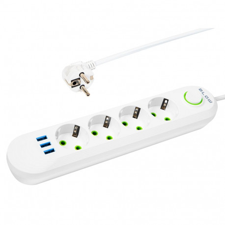 98-223# Przedłużacz sieciowy ps-420 4-gniazda 3xusb 2m biały 3x1mm