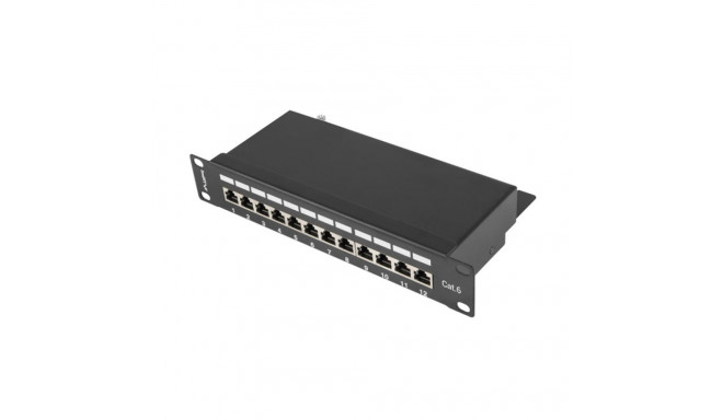 PATCH PANEL 12PORT 1U 10" CAT.6 FTP WITH CABLE ORGANIZER SHIELDED BLACK LANBERG
