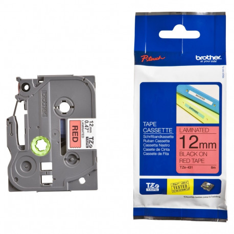 BROTHER TZE431 tape cassette 12mm 8m red black for P-touch 200 300 500 series