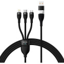 Baseus USB cable USB-A + USB-C - USB-C + microUSB + Lightning 1.2 m Black (CASS030101)