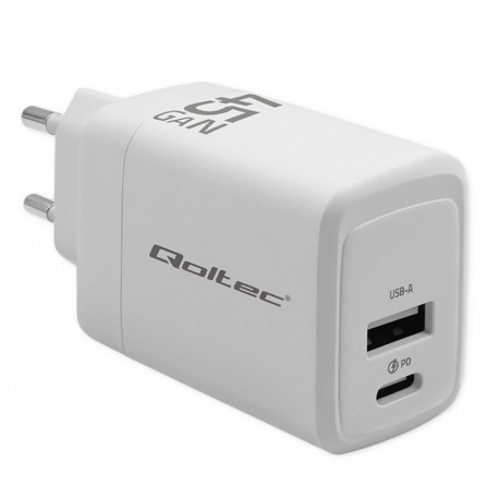 Qoltec vooluadapter USB/USB-C GaN 45W