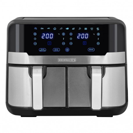 Heinrich‘’s HFR 8214 Double hot air fryer 2 x 4.5 l = 9.0 l 1300-2400 W Black - Silver