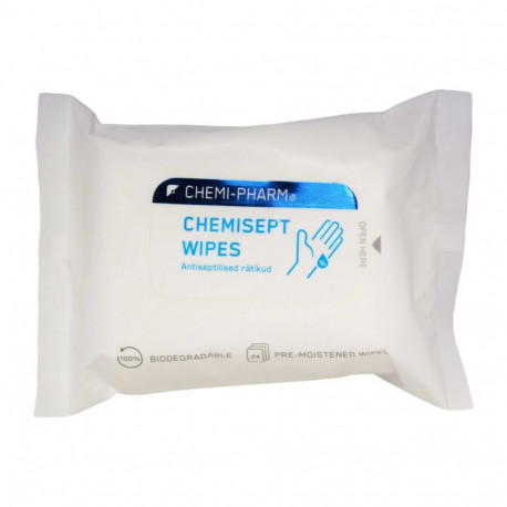 Salvrätikud kätele niisutatud antibakteriaalsed CHEMI-PHARM Chemisept 24tk