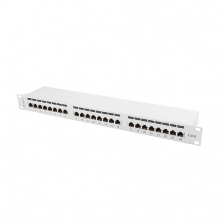 PATCH PANEL 24 PORT 1U 19" CAT.6 FTP WITH CABLE ORGANIZER SHIELDED GREY LANBERG
