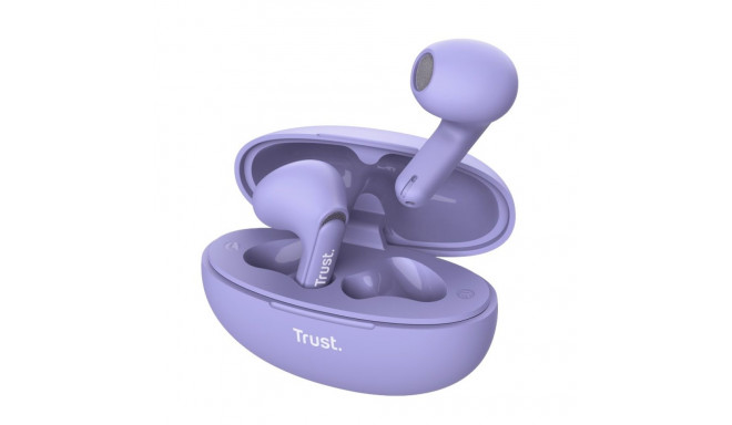 Trust Yavi - Bezprzewodowe słuchawki douszne Bluetooth TWS z etui ładującym & ENC (Fioletowy)