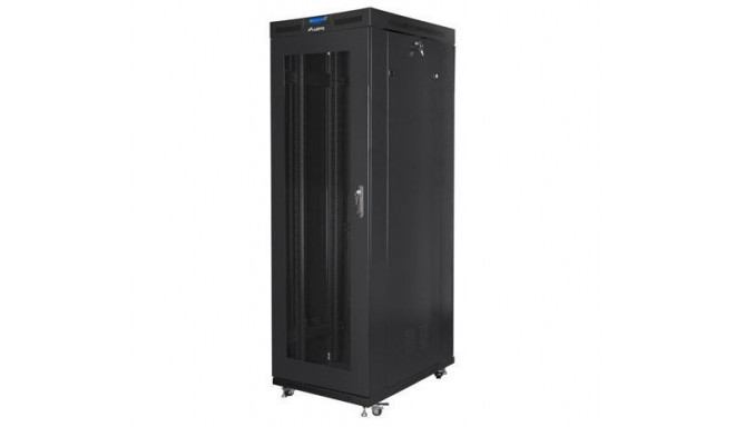 Standing rack cabinet 19 inches 27U 800x1200 black perforated door LCD FLAT PACK