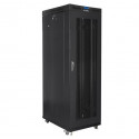 Standing rack cabinet 19 inches 27U 800x1200 black perforated door LCD FLAT PACK