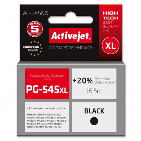 Activejet AC-545NX tindikassett (asendus Canon PG-545XL; Supreme; 16,5 ml; must)