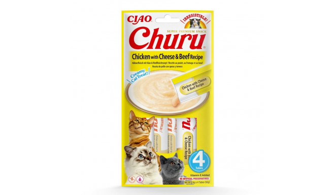 INABA Churu Chicken with cheese and beef recipe - cat treats - 4x14 g