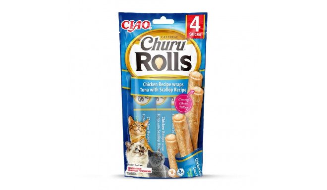 INABA Churu Rolls kana retseptiga tuunikala ja kammkarbi retseptiga - kassimaiused - 4x10 g