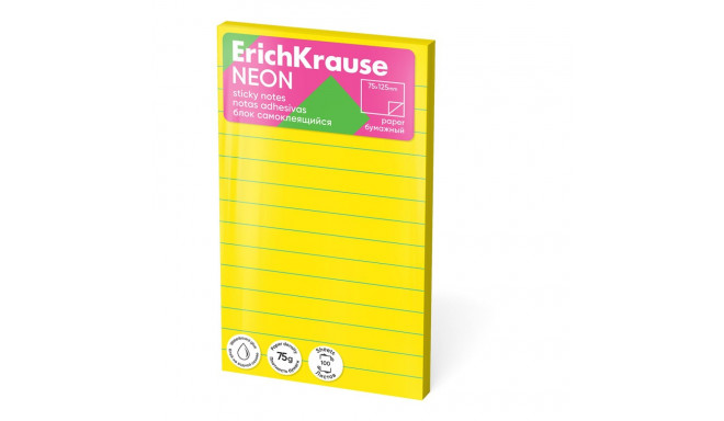 Märkmepaber 75x125mm ERICH KRAUSE Neon jooneline 100 lehte neoon värvid