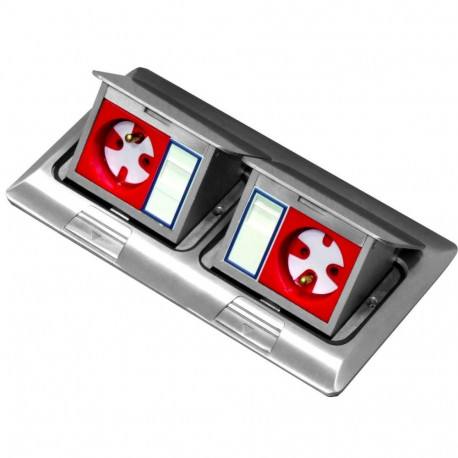 Box podłogowy mini 2x3M - puszka blatowo-podłogowa podwójna do montażu gniazd standardu 22,5x45 mm (