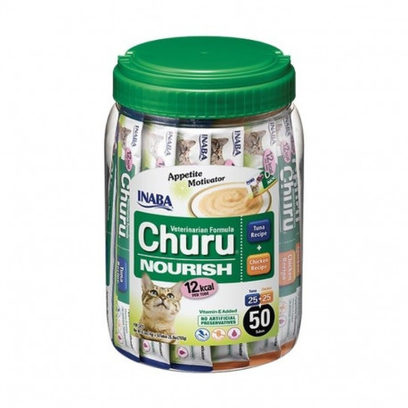 INABA kassimaiused Churu Nourrish, kana ja tuunikala, 50x14g