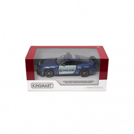KINSMART metallist mudelauto 2024 Ford Mustang Dark Horse (politsei/tuletõrje), skaala 1:38