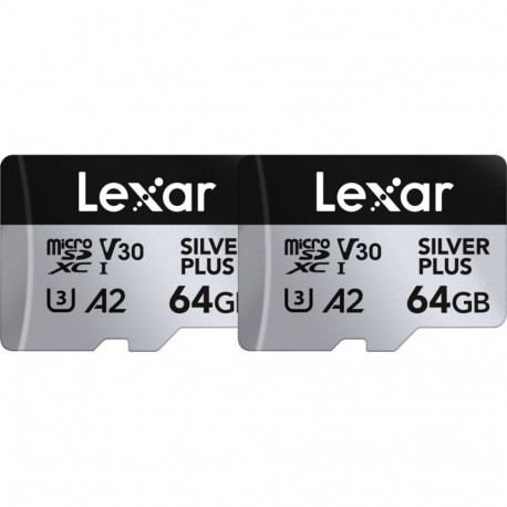 Lexar memory card microSDXC 64GB Silver Plus 1066x UHS-I U3 A2 V30 R205/W100 2pcs