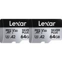 LEXAR MICROSDXC PROFESSIONAL SILVER PLUS UHS-I/U3/A2/4K R205/W100 (V30) 64GB - 2PACK