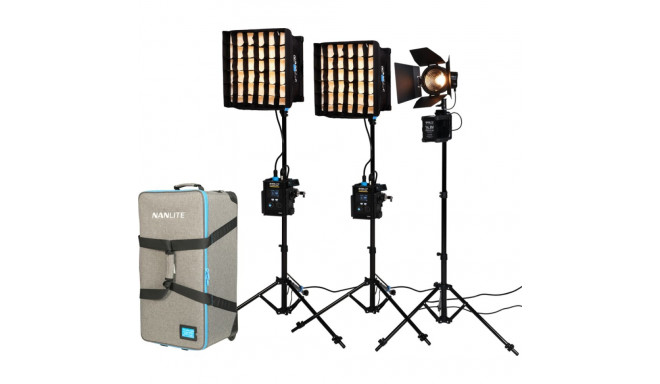 NANLITE PAVOSLIM 60B & FORZA 60B II KIT 60B X2 + FORZA 60BII - 3-LIGHT KIT WITH LIGHT STAND