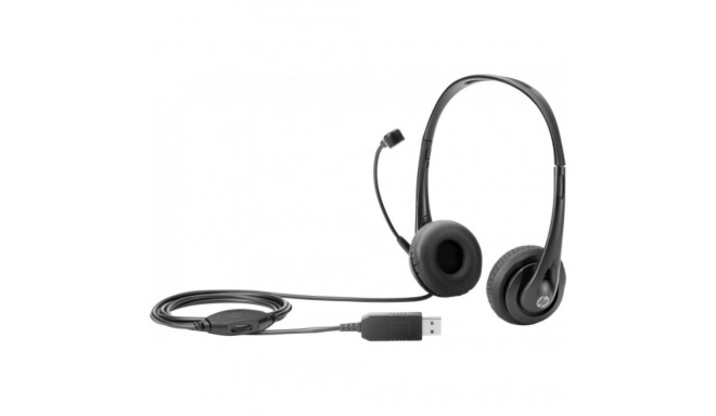 HP Stereo USB Headset T1A67AA Black