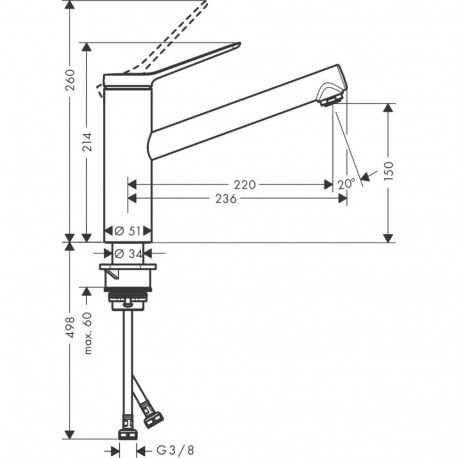 Hansgrohe Zesis M33, 74802800, roostevabast terasest köögisegisti