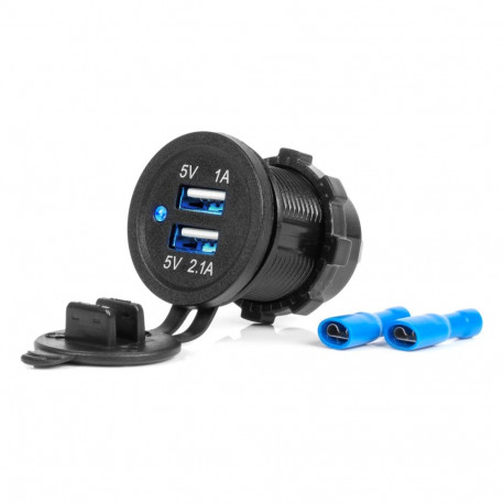 Veekindel autolaadija usb-pesadega 3.1a 2xusb 12v 24v amio-04216