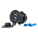 Autolaadija USB pesadega veekindel 3.1A 2xUSB 12V 24V AMIO-04216