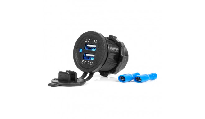Veekindel autolaadija usb-pesadega 3.1a 2xusb 12v 24v amio-04216