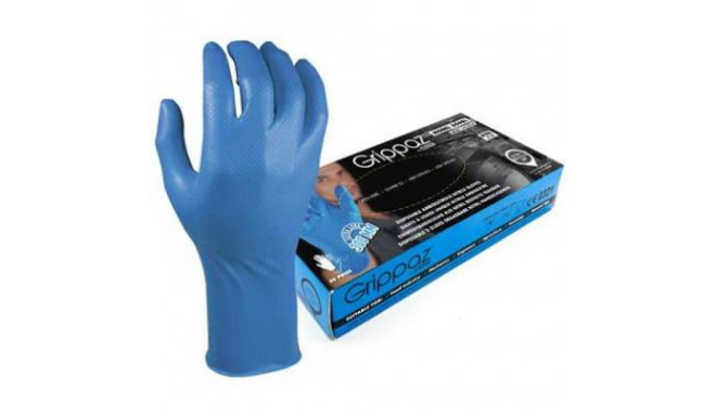 Disposable nitrile gloves M-Safe Grippaz 306B, 300mm long, 0,15mm thick, blue, 50pcs box, size 9/L