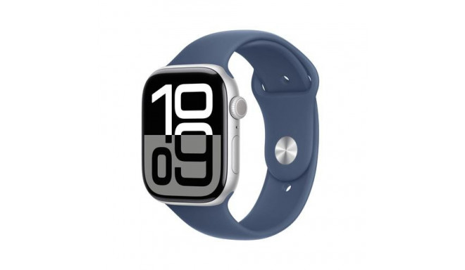 Apple Watch Series 10 GPS + Cellular 46mm Silver Aluminium Case with Denim Sport Band - M/L