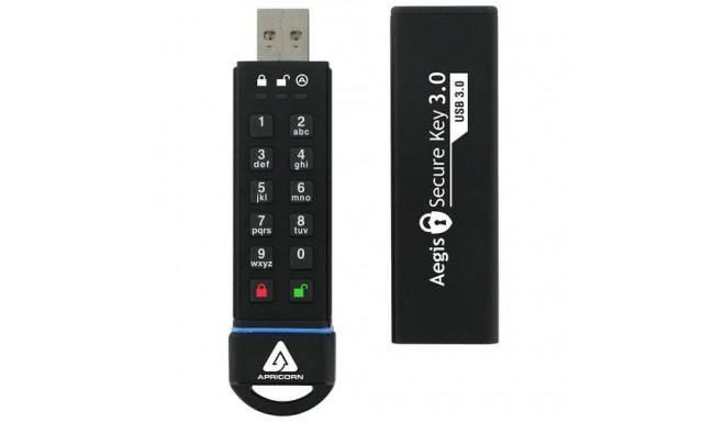 Apricorn Aegis Secure Key 3.0 USB flash drive 30 GB USB Type-A 3.2 Gen 1 (3.1 Gen 1) Black